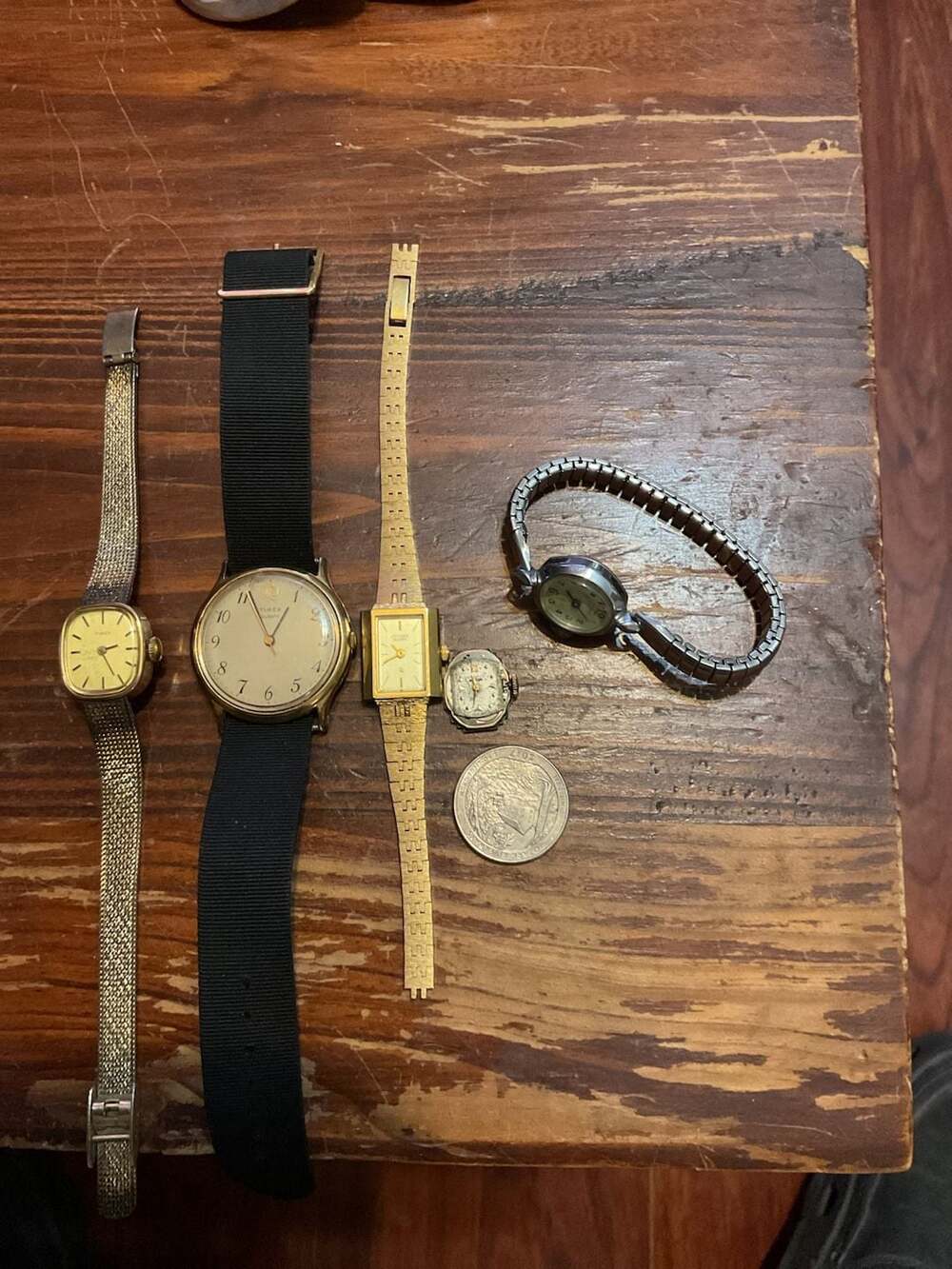 Vintage Lot of 5 Assorted Watches Featuring Timex, Citizen, and Banrus